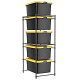 WORKPRO 5-Tier Tote Storage Rack, Heavy-Duty 27 Gallon Tote Storage Rack, 525 LBS Storage Bin Rack for Garage, Pantry, Kitchen, or Basement, Black, 30.5'x22.5'x69', 1 Pack