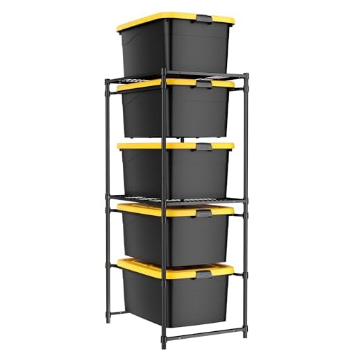 WORKPRO 5-Tier Tote Storage Rack, Heavy-Duty 27 Gallon Tote Storage Rack, 525 LBS Storage Bin Rack for Garage, Pantry, Kitchen, or Basement, Black, 30.5"x22.5"x69", 1 Pack
