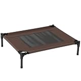 PawHut Cama Elevada para Perros Gatos con Tela Oxford 76x61x18 cm Marrón