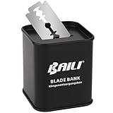 BAILI Klingenbank-Behälter zur sicheren Aufbewahrung gebrauchter Rasierklingen Scharfe Gegenstände Entsorgungskoffer mit großem Fassungsvermögen Versiegeltes Design Fasst 300 Klingen, Mattschwarz