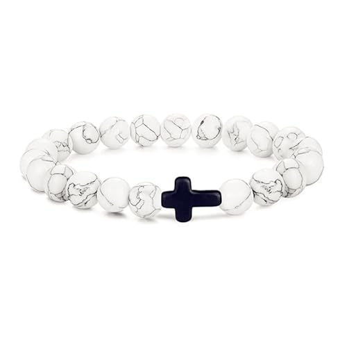 Pulsera elástica con cruz de piedra volcánica miniatura 1
