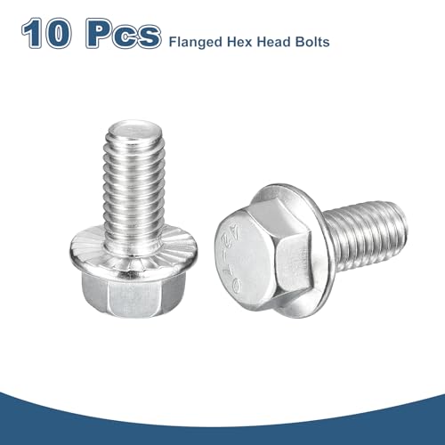 Image of uxcell 10Pcs 3 /8-16 x 3 /4 inch Flanged Hex Head Bolts, 304 Stainless Steel Flange Hexagon Screws, Flange Hex Drive Screws 5.8 Grade for Machinery Industry Home Appliances, Silver