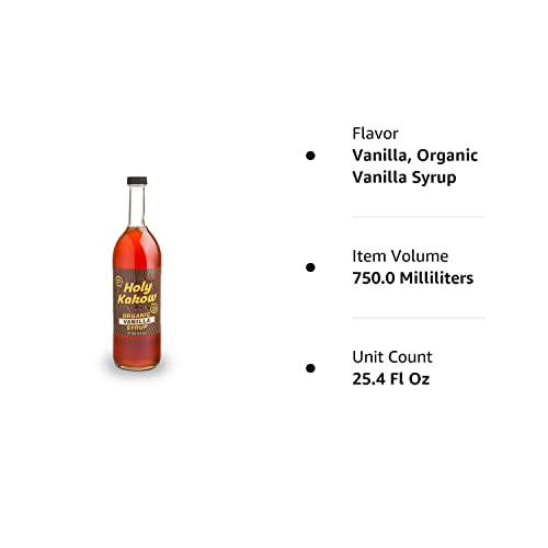 Holy Kakow Cafe Organic Vanilla Syrup - Vanilla Syrup, Coffee Syrup, Organic Syrup For Coffee, Vanilla Syrup For Coffee, Add To Latte, Cocktail And Shake, Real Food Ingredients, Specific Flavor - 750Ml #TOP1
