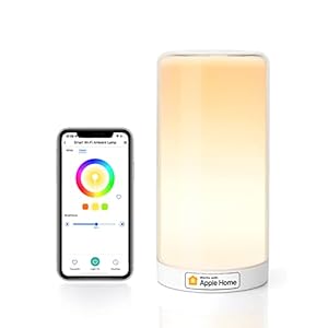 meross Smart Table Lamp, Bedside Lamp, Compatible with Apple HomeKit, Siri, Amazon Alexa and SmartThings, Tunable White and Multi-Color, Touch Control, Voice and App Control