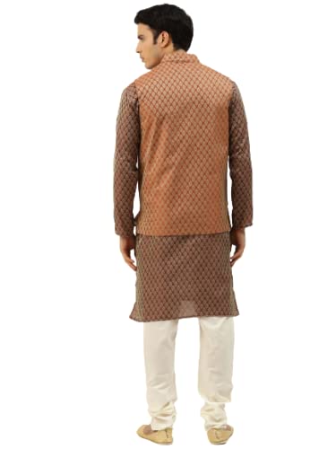 Image of SOJANYA (Since 1958, Men's Silk Blend Grey Kurta Pyjama & Silk Blend Jacket Combo