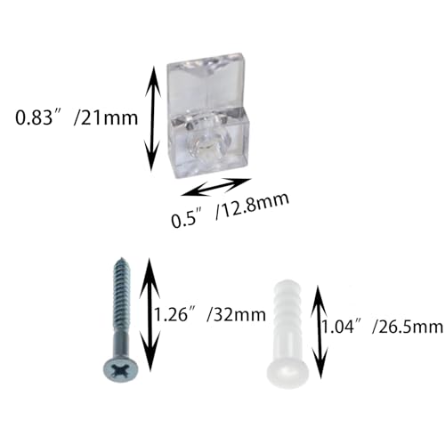 Image of TAODAN 25PCS 21mm Mirror Fixing Clip with Screws Transparent Plastic Mirror Clip Glass Fixing Clip Mirror Holder Clip Kit for Hanging Picture Frame Photographs Painting