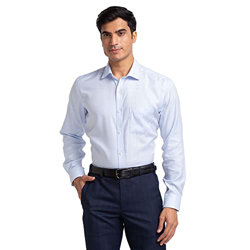 Image of Park Avenue Men's Pure Cotton Checks Pattern Regular Fit Semi Cutaway Collar Full Sleeve Formal Shirt