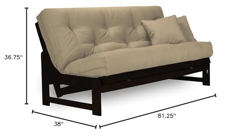 Nirvana Futons Arden Armless Dark Espresso (Near Black) Wood Futon Frame Only, Queen Size - Solid Hardwood Sofa Bed Frame Construction, Space Saving Design Ideal for Small Rooms and Dorms