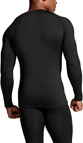 Athlio Men's Thermal Long Sleeve Compression Shirts, Winter Gear Sports Base Layer Top, Athletic Running T-Shirt, Active Top 3Pack Black/Black/Black, Large #TOP2