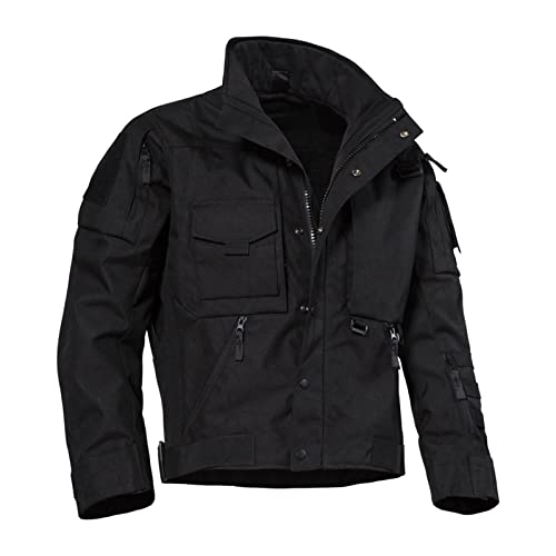 Military Jackets for Men Mens All-Terrain Versatile Tactical Jacket, Waterproof Versatile Jacket with 12 Pockets Hiking (Color : Black, Size : Large)