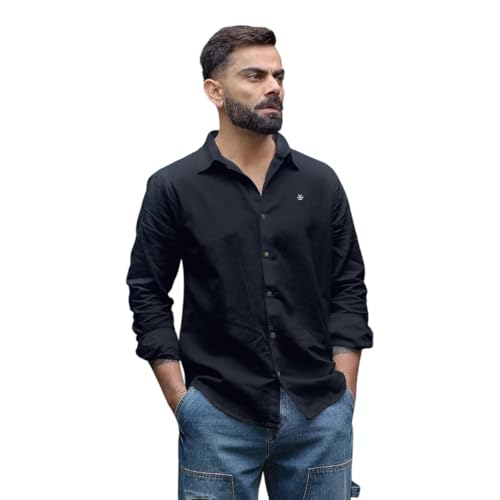Image of WROGN Men's Linen Blend Shirt | Solid Styles | Slim Fit