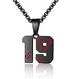 AIAINAGI Baseball Number Necklace for Men 00-99 Athletes Jersey Number Necklace Stainless Steel Chain Baseball Charm Pendant Personalized Gift for Men（19）