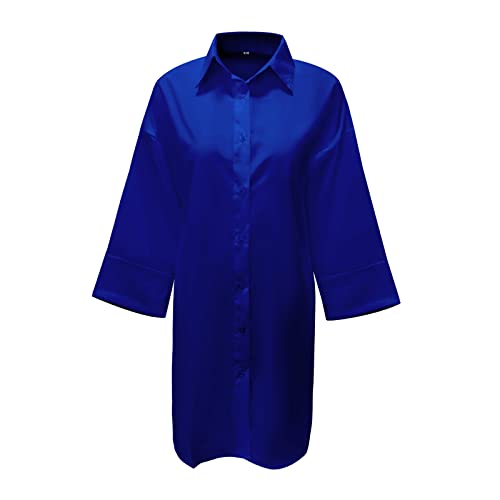 Vestidos femininos de elastano com gola rolê, manga 3/4, ajuste relaxado, casual, cardigã, vestidos