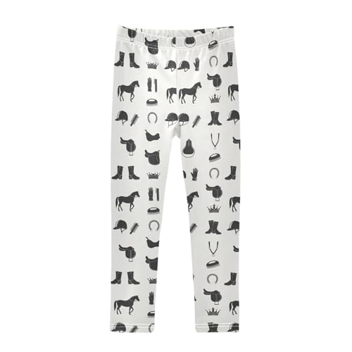 Girls Leggings Size 4T Black Horse Stretchy Tights Girl Clothes Comfortable Pants for Workout Dance
