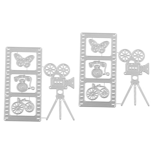 SHINEOFI 2 Piezas Muere la cámara creativa troqueles para scrapbooking carpetas de grabación en plantilla de álbum de recortes cuchillo papel arte corte muere decoración Silver