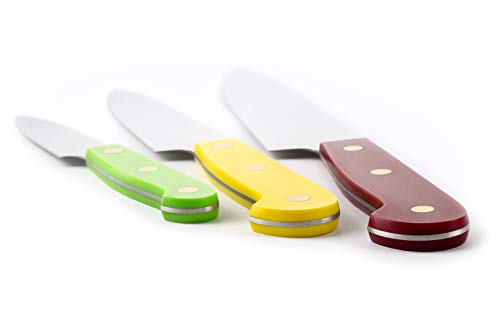 Arcos Serie Vintage, Juego De Cuchillos De 3 Piezas, Mondador + Cocina + Chef, Hoja De Acero Inoxidable Nitrum, Mango De Polioximetileno, Pom, Varios Colores