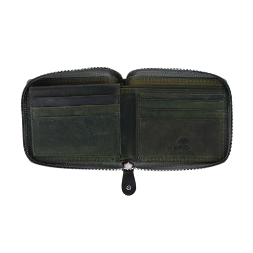 CTM Men's RFID Zip Around Wallet, Green3