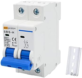 Witproton DC Miniature Circuit Breaker 2 Poles 500V 16A 25A 32A 63A Isolator for Solar PV System, Thermal Magnetic Trip, DIN Rail Mounting