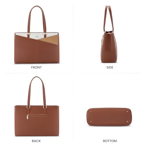 Image of Laptop Tote Bag for Women 15.6 Inch Waterproof Leather Computer Laptop Bag Women Business Office Work Bag Briefcase Large Travel Handbag Shoulder Bag