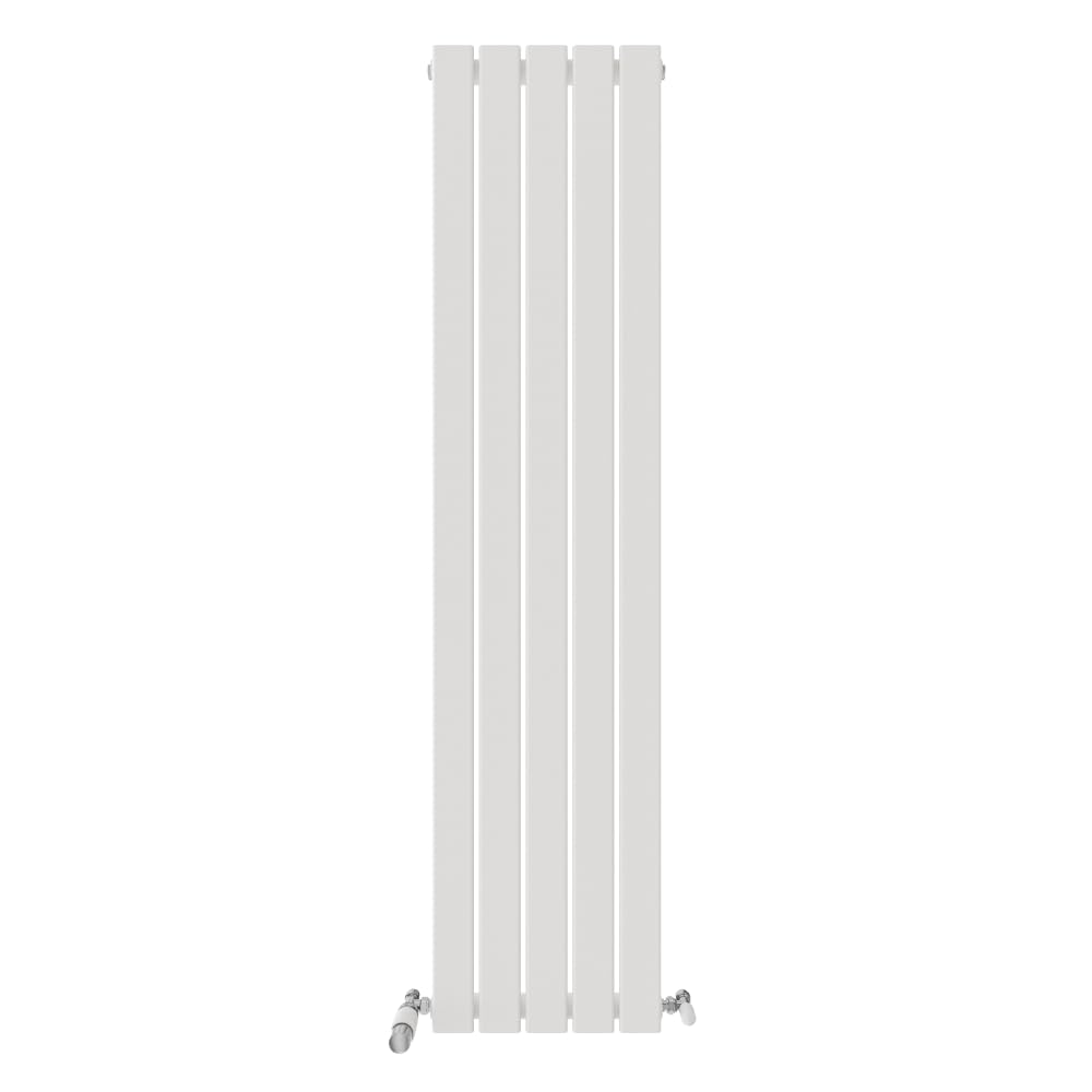 iBathUK Apex Wall Mounted Vertical Single Slim Flat Panel Radiator, 5-Column Steel, Hydronic Central Heating, High Thermal Output, Modern Designer Radiator for Bathroom in Matt White, 1600x380 mm