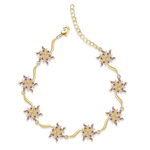 Rapunzel Sun Bracelet Tangled Princess Bracelet Gold Plated Sun Jewelry Halloween Christmas Gift.