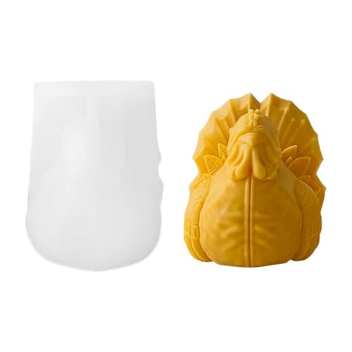 Xidmold 3D Turkey Candle Soap Mold Thanksgiving Christmas Turkey Silicone Mold for Fondant Soy Wax Candle Soap Plaster Epoxy Resin Casting DIY Crafts (A)