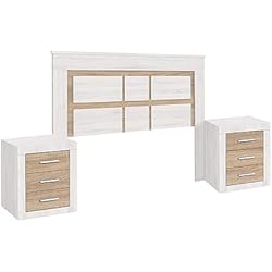 HOGAR24 ES | Conjunto de Dormitorio Lara | Cabecero de 160 x 120 cm y 2 Mesitas de Noche | Apto para Camas de 135, 140, 150 y 160 cm de Ancho | Color Andersen Pino y Gris