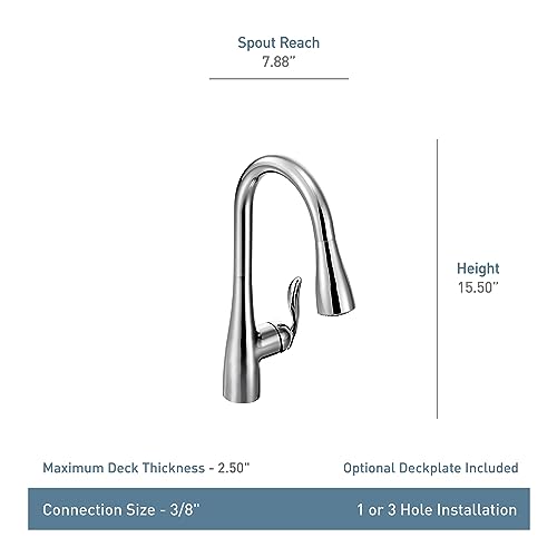 Moen Arbor Spot Resist Stainless One-Handle Pulldown Kitchen Faucet with Sprayer and a Reflex Docking System, Kitchen Sink Faucet Featuring Power Boost for a Faster Clean, 7594SRS by Moen - Image 3