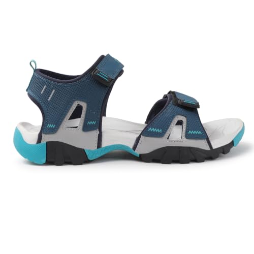 Image of Men's Sports Sandals | Lightweight Outdoor Trekking Sandals | Adjustable Velcro Straps | Cushioned Footbed | Anti-Skid Sole | Comfortable Walking Sandals for Men (Blue /Grey)