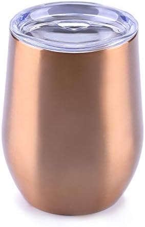WBRWP 12oz travel wine tumblers with lid - insulated food grade stainless steel stemless-Golden