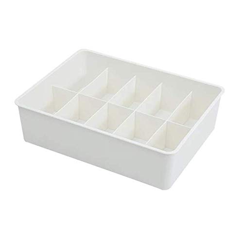 DIVINE HOME PLASTIC 9+1 Multi Compartment Cell Foldable Storage Box/Closet Organizer/Non-Smell Drawer Organizer, Underwear Closet Storage for Socks, Bra, Panty, Tie, Scarf, etc (MEDIUM,WHITE)