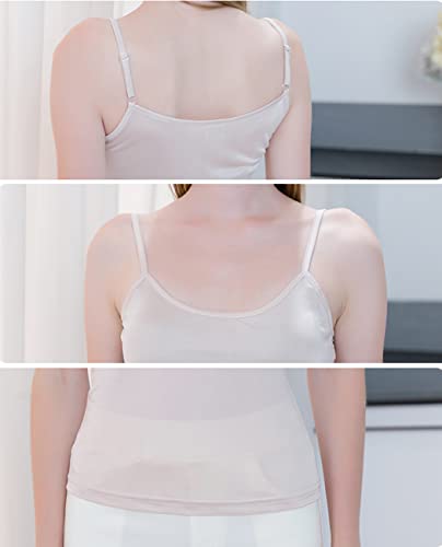 Image of METWAY Womens Silk Camisole /Spaghetti Strap Mulberry Silk Cami Tops /Stretchable Real Knit Silk Tank Undershirt for Layerling