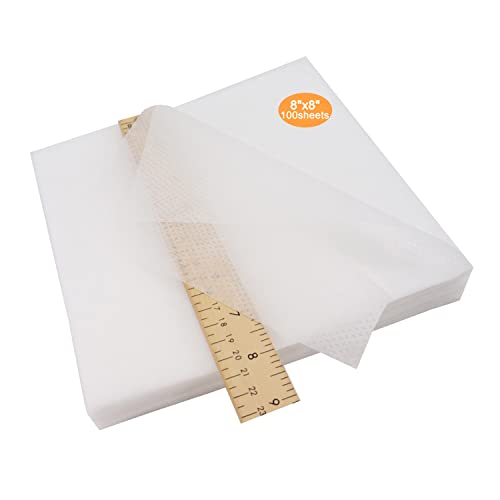 New Brothread No Show Mesh Machine Embroidery Stabilizer Backing 8"x8" - 100 Precut Sheets - Light Weight 1.8 oz - Fits 4x4 and 6x6 Hoops