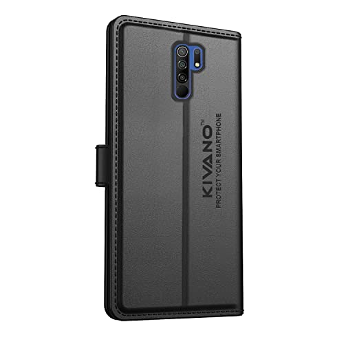 Image of KIVANO Xiaomi Redmi 9 Prime /Poco M2 Professional Series Wallet Case | Luxurious Design | Premium | PU Leather Flip Case Back Cover | Magnetic Closure - Black