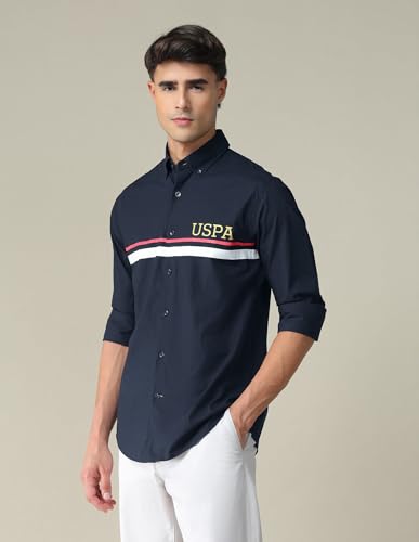Image of U.S. POLO ASSN. Striped Regular Fit Cotton Shirts for Men - Full Sleeve Mens Casual Shirts