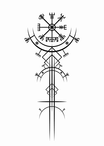 Dopetattoo 6 Sheets Temporary Tattoos for Women Adults Ancient Viking Art Deco Vegvisir Navigation Compass Temporary tattoo for Men for Woman Neck