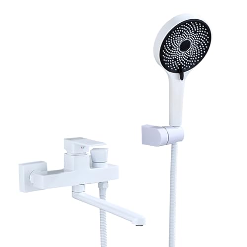 Ensemble de robinet de douche mural à bec pivotant 180° pour eau chaude et froide