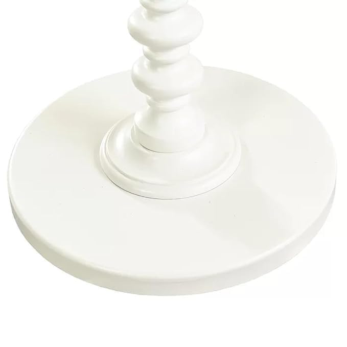 Image of Kundi Round Coffee End Table for Living Room - Modern Brown Accent Pedestal Side Table for Bedroom & Home Decor (White)