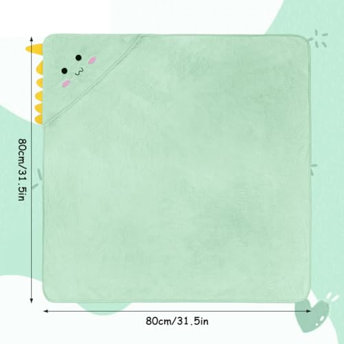 Miniatura 2 de Aolso Toalla De Baño Con Capucha Para Bebé, 80x80 Cm Toalla De Baño Para Bebé, Albornoz Para Bebé, Capa De Baño Suave Y Absorbente, Toalla De Baño Bebe Para 0-3 Años-Dinosaurio Verde