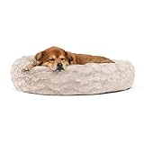 Best Friends by Sheri The Original Calming Donut Cat and Dog Bed in Lux Fur Oyster, No Zipper, Medium 30x30