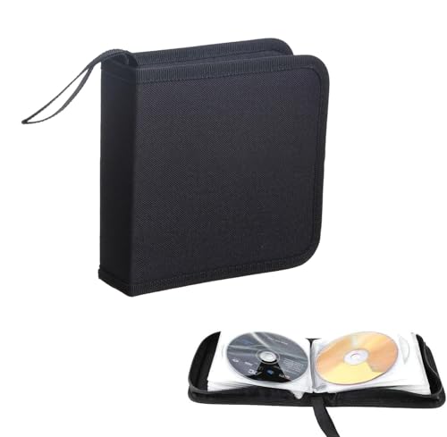 Bolsa para CD, Almacenamiento de CD, Estuches para CD, Bolsa de Almacenamiento de Discos CD DVD para 40 Discos, Bolsa de Almacenamiento de CD para automóvil y hogar (Negro)