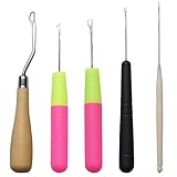 Gnognauq 5 pcs Latch Hook Crochet Needle for Micro Braids Dreads Maintenance, Carpet Making