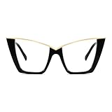 FEISEDY Fashion Cat Eye Blue Light Blocking Glasses for Women Fake Retro Eyeglasses Oversized Stylish Eyewear Frame B0240