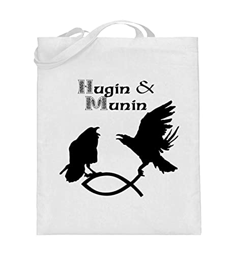 Sac en toile de jute Hugin & Munin blanc grand format
