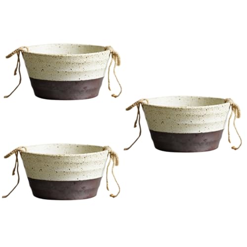 Cabilock 3 Piezas Ánfora Fideos Plato Lámina Tazón De Comida Decoración Salsa Bol Tazón Pequeño Para Servir Cocinando Cuenco De Doble Asa Horno Tazón De Ramen Con Palillos Bufé Cerámica
