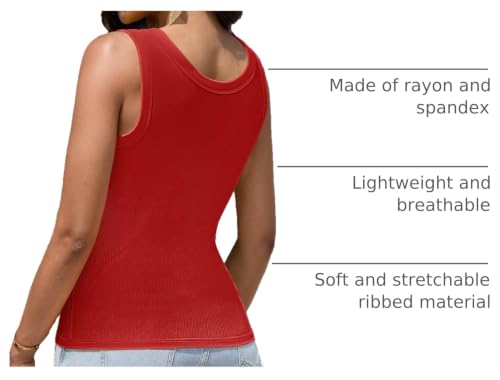 Image of SVALIY Summer Womens Tank Tops 2026 Square Neck Fitted Sleeveless Shirts for Women Ribbed Basic Top