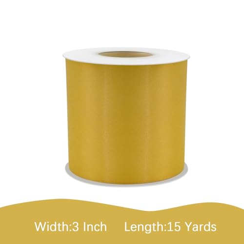 Image of Maize Yellow Satin Ribbon 3 inch X 15 Yards Polyester Ribbon for Gift Wrapping Very Suitable for Weddings Party Hair Bow Invitation Decorations and More