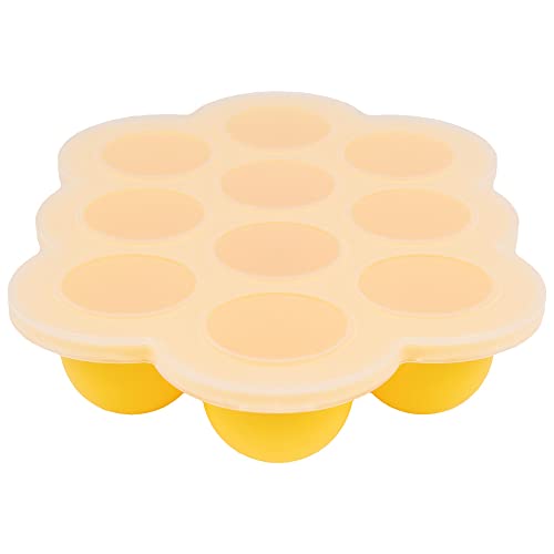 Image of WeeSprout Silicone Freezer Tray with Clip on Lid Perfect Food Storage Container for Homemade Baby Food, Vegetable, Fruit Purees, and Breast Milk (Bright Yellow, Ten 1.5 Ounce Sections)