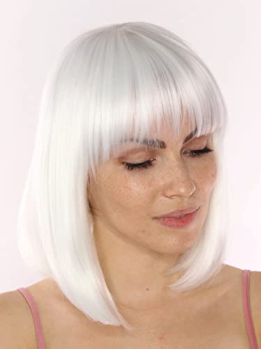Prettyland Women White Bob Medium Length Short Natural Wig Matte Straight Everyday Date A Live Anemie Short Wig C1415 - Image 2