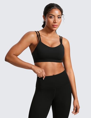 CRZ YOGA Softness Mold Butterluxe V Neck Sports Bras for Women - Workout Top Double Spaghetti Straps Wireless Yoga Clothes2